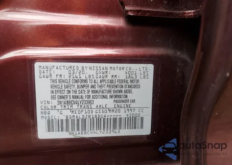 2020 Nissan Sentra Sv z USA, uszkodzony, nr VIN 3N1AB8CV4LY233963